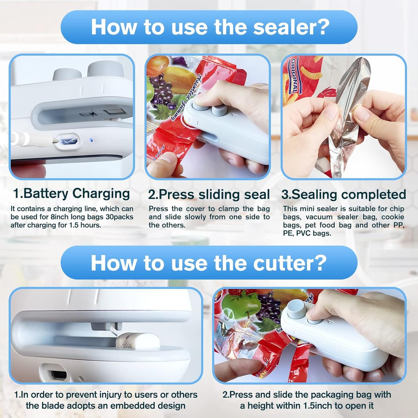 Bag Sealer & Cutter – 2-in-1 Heat Seal & Cut Tool